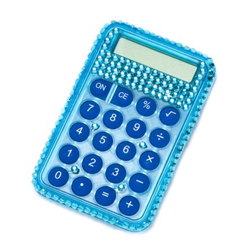 Blue Crystal Rhinestone Embelished Mini Calculator NEW