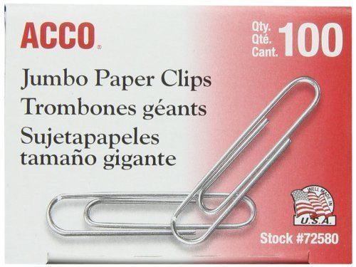 Acco Economy Non Skid Paper 100/BX Clips Jumbo Size