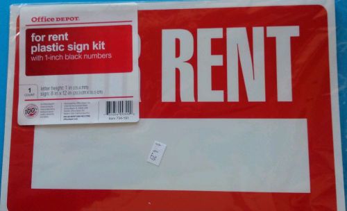 FOR RENT plastic sign kit with 1in black number