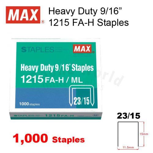 Max heavy duty stapler 9/16&#034; staples 1215fa-h (23/15) for sale