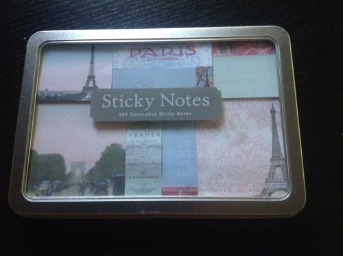 Paris Post-It Note Set Sticky Notes France Eiffle Tower New In Tin Vintage Map