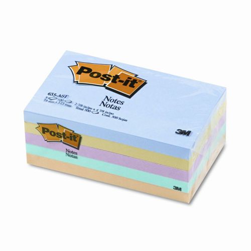 Post-it® 3 x 5, Five Pastel Colors, Five 100-Sheet Pads/pack
