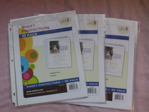 Brand new 10-pack of plastic sheet protectors 8.5x11 inches- Lot of 3