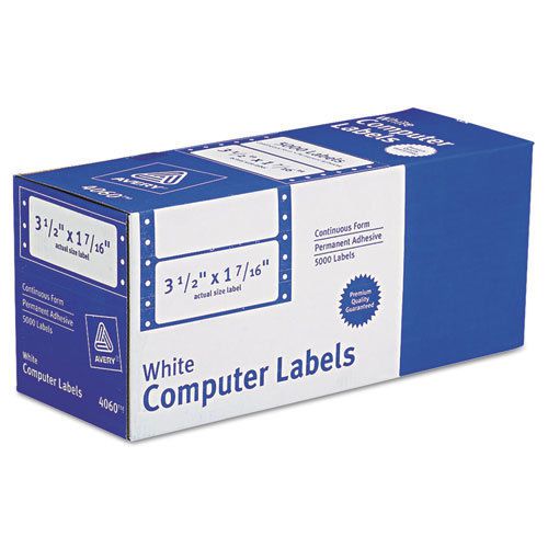 Dot matrix printer address labels, 1 across, 1-7/16 x 3-1/2, white, 5000/box for sale