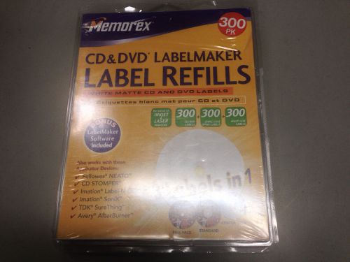 Memorex CD &amp; DVD Labelmaker Label Refills 300 Pack Full Face, Standard, and Cent