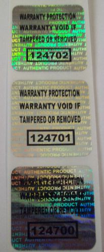 1000 Warranty Protection Sticker Labels Seals Tamper Evident 1-1/8&#034; SQ Numbered