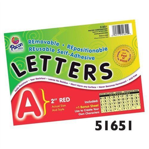 Pacon Colored Self-adhesive Removable Letters - 159 Character - X 2&#034; (pac51651)