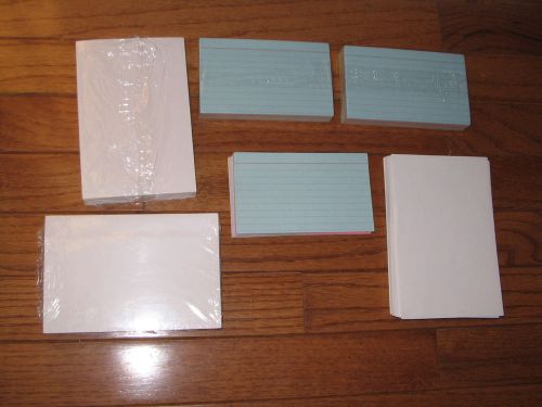 INDEX CARDS - MIXED LOT OF 563 - White Blue Green Colored Lined &amp; Unlined - New