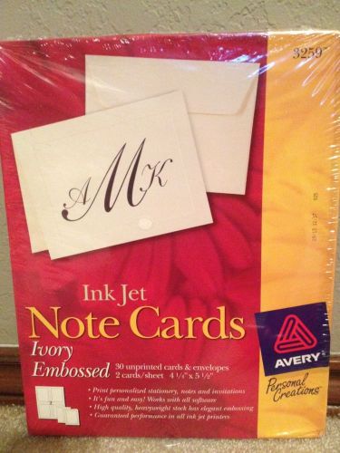 Avery Ink Jet Note Cards Ivory Embossed 30 Unprinted Cards &amp; Envelopes