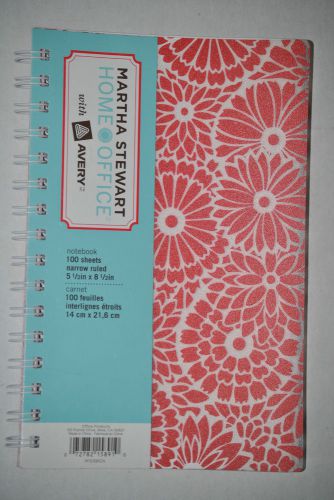 Martha Stewart with Avery Red Floral Spiral Notebook, 5.5&#034; x 8.5&#034;