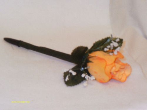 Flower Pen- Orange,Red, White,Pink,Purple,Yellow, Rose  -Handcrafted-NEW-blk ink