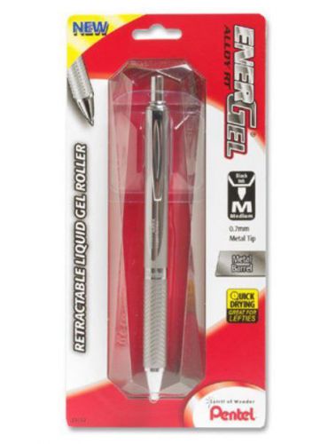 New! Pentel - Gel Pen, Retract./Refill., 0.7mm, Black Ink, Silver Barrel