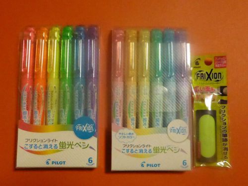 Pilot FriXion Light Highlighter 6 Color 2Set and FriXion Eraser Yellow Green