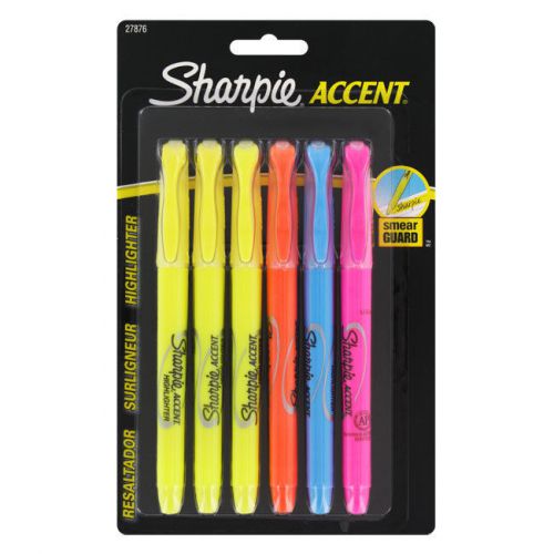 Sharpie accent pocket-style highlighters, chisel tip, assorted, 6/pack for sale