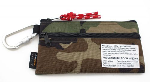 Rough Enough Military Ballistic Cordura Small Pouch Bag with Carabiner (Camo)
