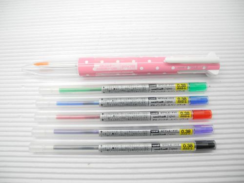 New UNI-BALL style-fit 0.38mm roller pen 5 colours barrel Dot Pink 5 refill &amp;PDA