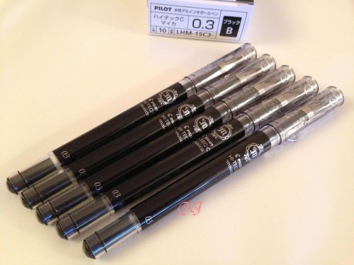 5 New Black Pilot Hi-Tec-C maica 0.3mm Extra Fine Needle tip Ballpoint Pen
