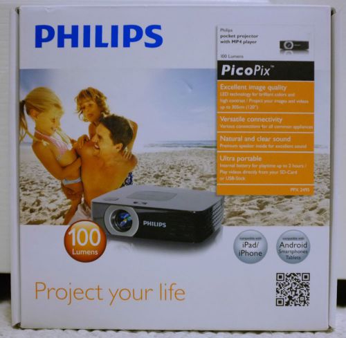 Brand New Philips PicoPix PPX2495/F7 DLP LED Projector