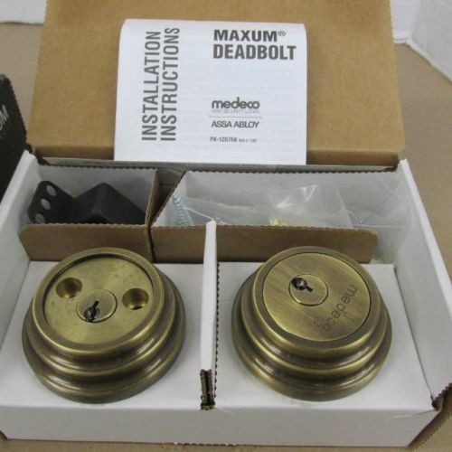Medeco maxum deadbolt, antique brass 11-r62l, less bolt, residential for sale