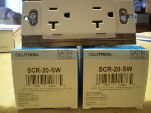 Lutron SCR-20-SW 20A Receptacle Satin Colors Snow (LOT OF 2)
