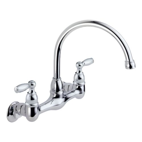 New Peerless Chrome 2-Handle Wall Mount Kitchen Faucet