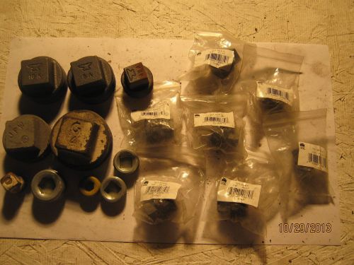 LOT OF (17) METAL PIPE FITTING PLUGS - MIXED SIZES-NEW &amp; USED