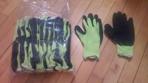 12 pairs latex grip extra durable work gloves (yellow-green)