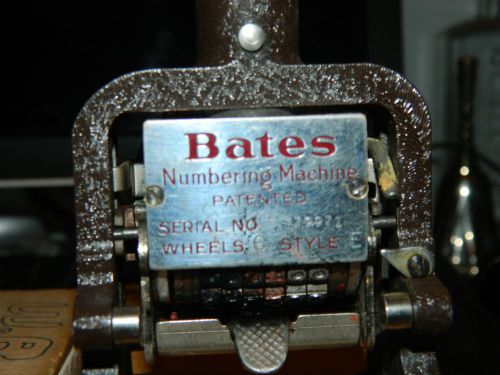 &#039;Bates&#034; Numbering Machine 6 Wheels Vintage Style E Serial No. 79971