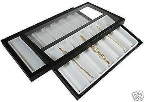2-7 slot acrylic lid jewelry display case white tray for sale