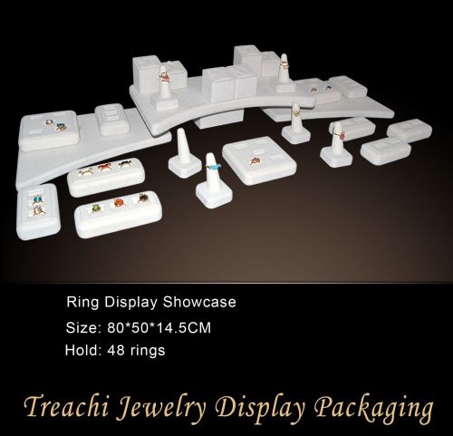 Wholesale Lot Showcase Beige Velvet Ring Display Stand Tray for 48 Ring Huge Kit