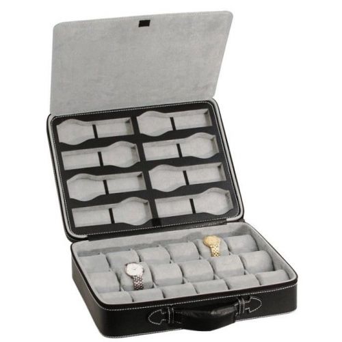 EXECUTIVE TRAVEL BRIEFCASE STYLE WATCH CASE HOLDS 26 WATCHES BOX MENS GIFT IDEA