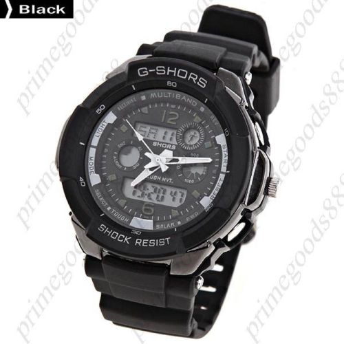 Dual Time Mode Digital Electronic Watch Wrist Watch Timepiece Unisex in Black