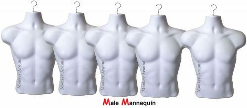 5 Mannequin White Male Display Dress Clothing Shirt Sports Jersey Hanging Forms