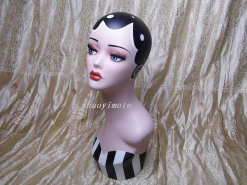 hand-painted Vintage female head Mannequin fiberglass for jewelry wig display c