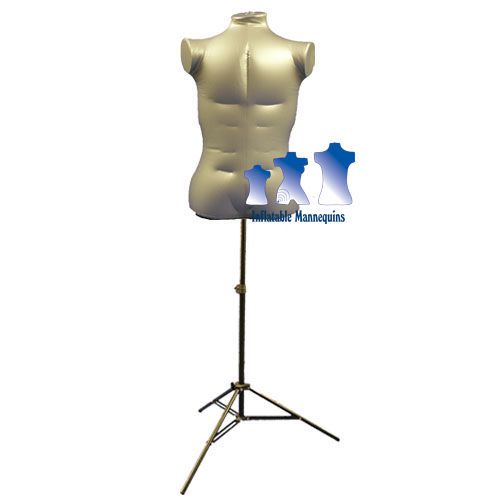 Inflatable Male Torso, Extra Large, Silver and MS12 Stand
