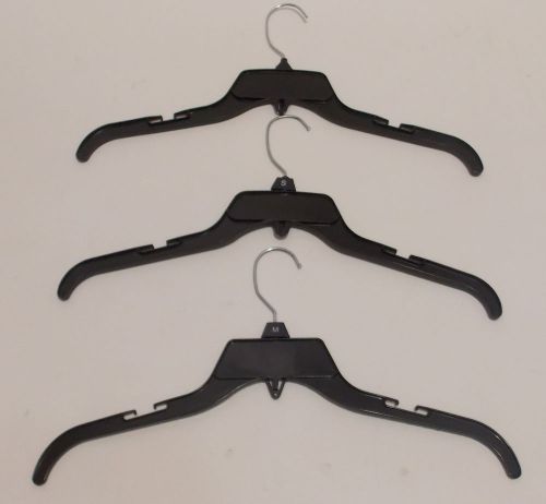 17&#034; Black Plastic Suit Silver Swivel Hook Shirt Dress Retail Hangers 100 PIECES
