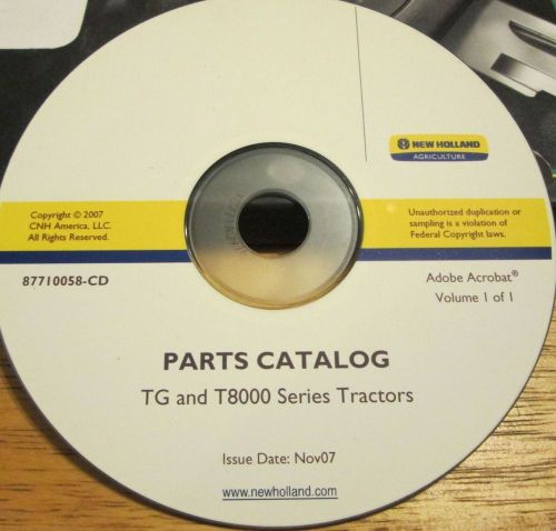 New Holland Parts CD for TG &amp; T8000 Series Tractors