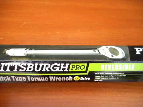PITTSBURGH PRO  Reversible Click Type Torque Wrench 1/2&#034; Drive--NIB