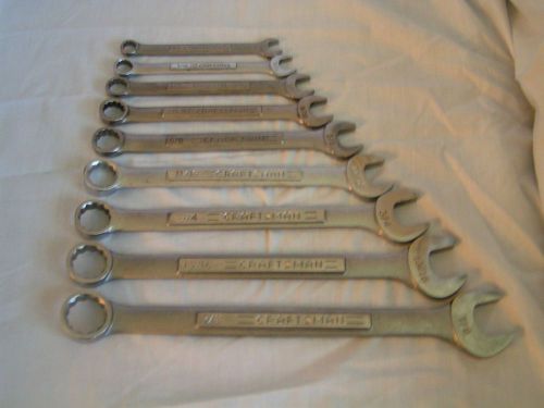 CRAFTSMAN 9 PC. STANDARD COMBO WRENCH SET 3/8&#034; TO 7/8&#034;