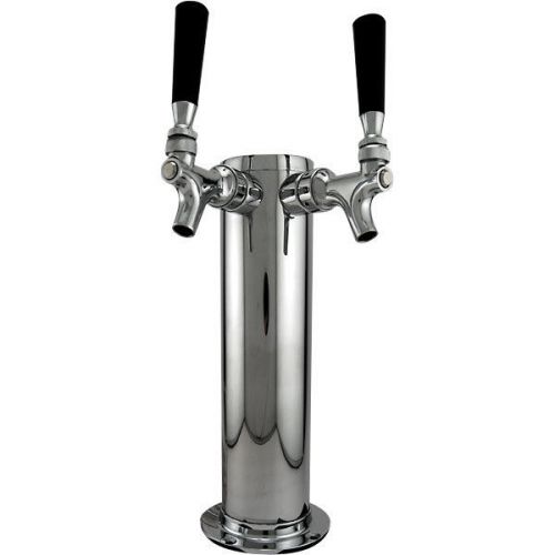 Double Tap Draft Beer Kegerator Tower - 100% Stainless Steel - 2 Faucet Home Bar