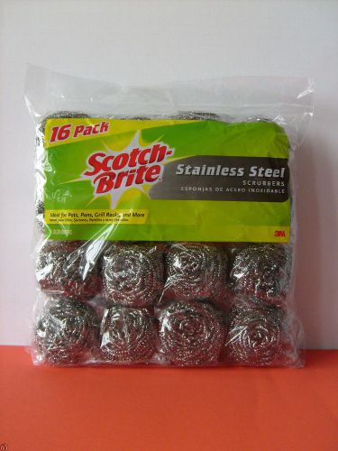 Scotch Brite 3M Premiere Stainless Steel No Rust Scrubber Pads Large 16 ct Pack