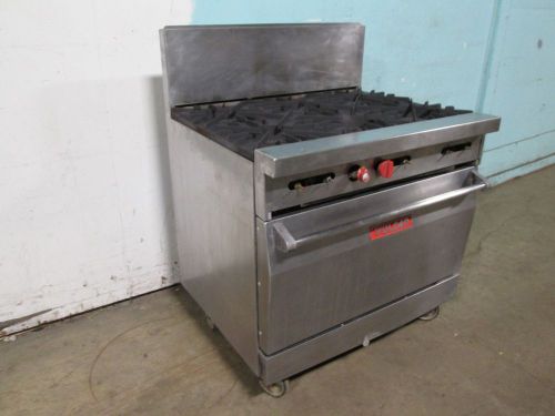 &#034;VULCAN HART&#034; H.D. COMMERCIAL NAT.GAS 6 BURNERS STOVE RANGE on CASTERS w/OVEN