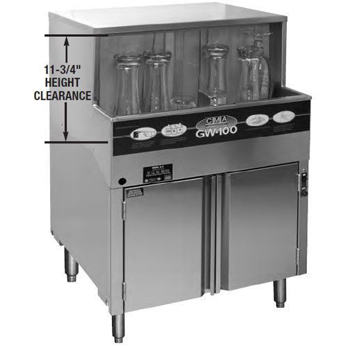 Cma gw-100 glass washer, 25-1/4&#034; wide cabinet, 1000 glasses per hour, built in w for sale