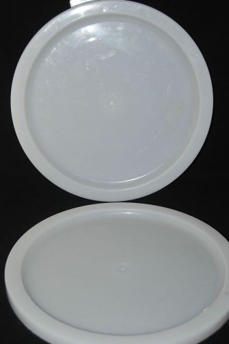 2 used - carlisle n1202pe white lids for 12, 18, 22 qt. round containers for sale