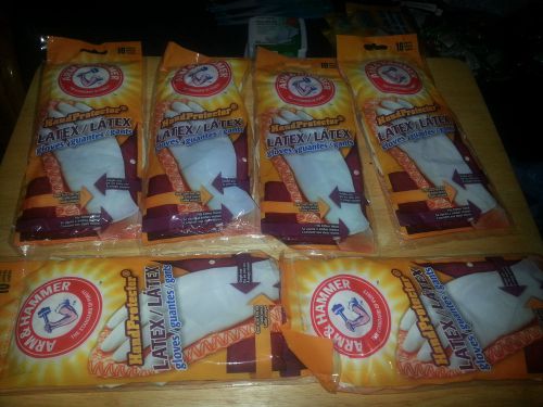 (6) Arm &amp; Hammer 10 Latex Gloves HANDPROTECTOR One Size Fits All Disposable