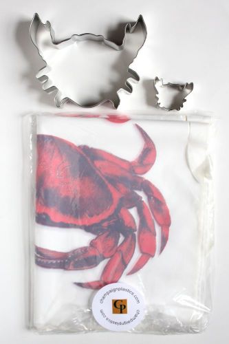 Set of 25 disposable crab bibs and 2 metal crab cookie cutters free shipping for sale