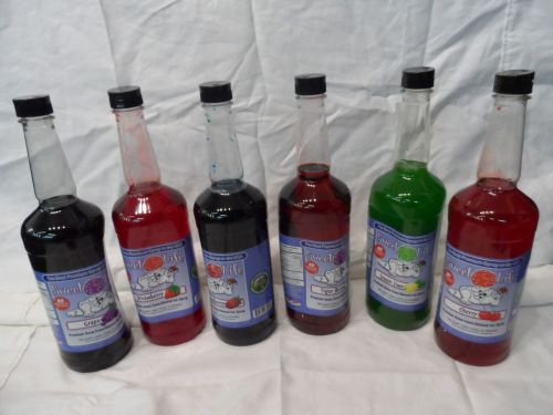 Six pack variety of snow cone and shaved ice syrup kone for sale