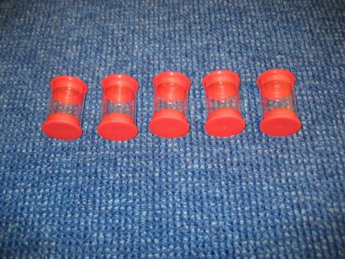 Five clear plastic vials / tubes for shipping or storage. 2&#034; long X 1 1/4&#034; dia.