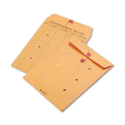 Brown Kraft Kraft String &amp; Button Interoffice Envelope, 9 x 12, 100/Carton