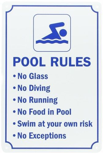 Smartsign plastic sign, legend &#034;swimming pool rules&#034;, 15&#034; high x 10&#034; wide, bl... for sale